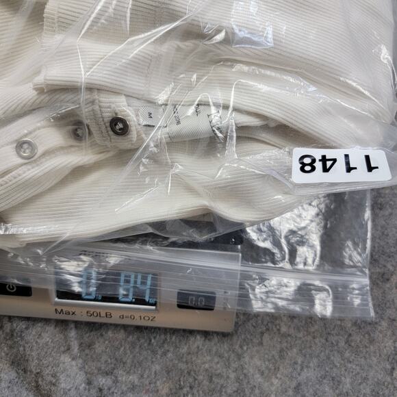 Matin Kim Applique Logo Henley Top Sweater Size M White Long Sleeve K-Pop Korea - Picture 15 of 15